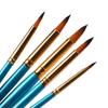 JOWOART Set de 5 bucăți Penie pentru acuarelă Penit Cap rotund Albastru Lemn Scurt Nailon Păr Set de pensule pentru vopsea guașă Articole pentru pictură