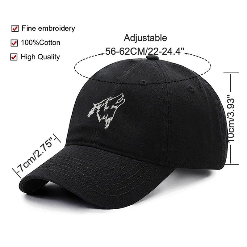 Women's Baseball Cap Men's Washed Cotton Wolf Howl Embroidery Embroidery Dad Hat Sport Golf Caps For Man Sun Hats Dropshipping