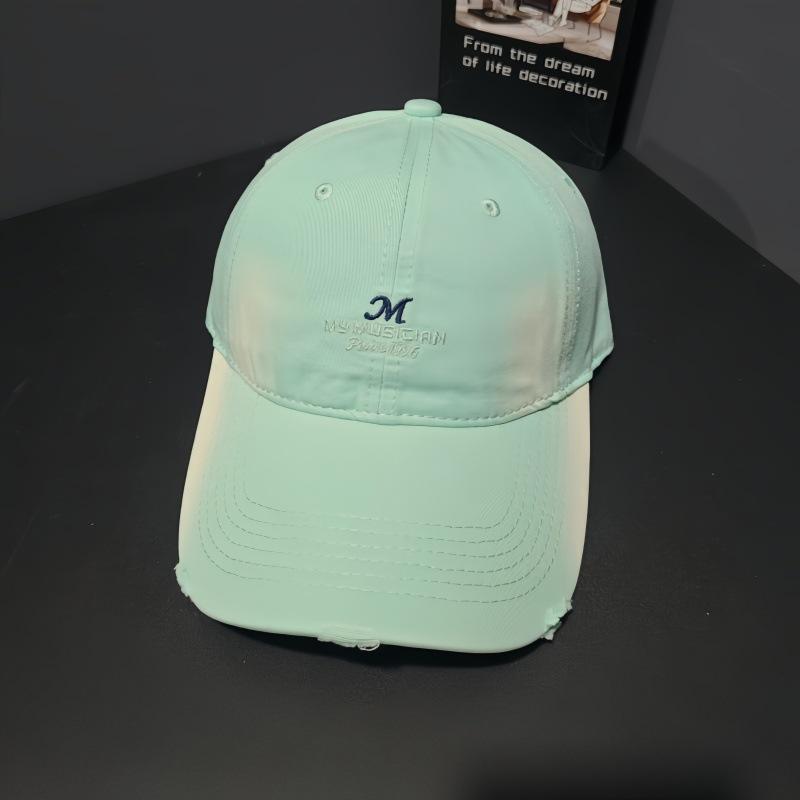 Spring and summer big head circumference embroidery letter M baseball hat versatile wide brim showing small holes in the face peaked cap