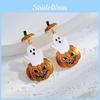Pumpkin Chic Ghostly Earrings With Intricate Rhinestone Detailing Ideal For Halloween Fashionistas