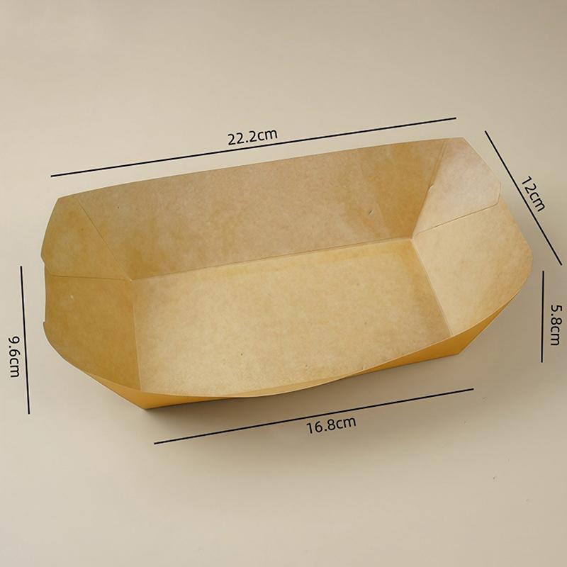 50 Stück Küche Einweg Snackschalen Gebäckteller Kraftpapier Dessert Kuchen Lebensmitteltablett Ölfest Pappschalen Party Geschirr