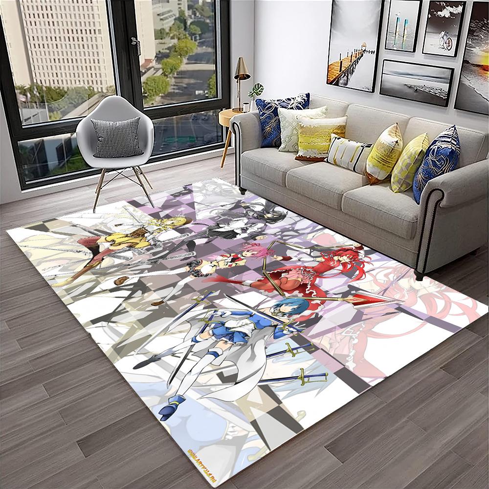 3D Cartoon Puella Magi Madoka Magica Carpet Rug for Home Living Room Bedroom Sofa Doormat Decor,kids Area Rug Non-slip Floor Mat