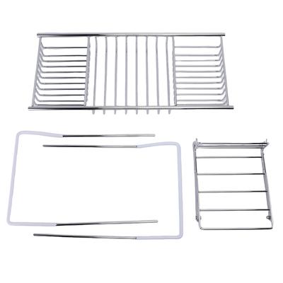 Shower Tub Tray Stainless Steel Expandable Over The Bathtub Rack with Phone Stand for Soap Shampoo Bath Balls Silver