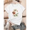European sizes Floral Print T-Shirt - Soft Breathable Round Neck Short Sleeve Casual Top for Spring Summer, Machine Washable Everyday Comfort