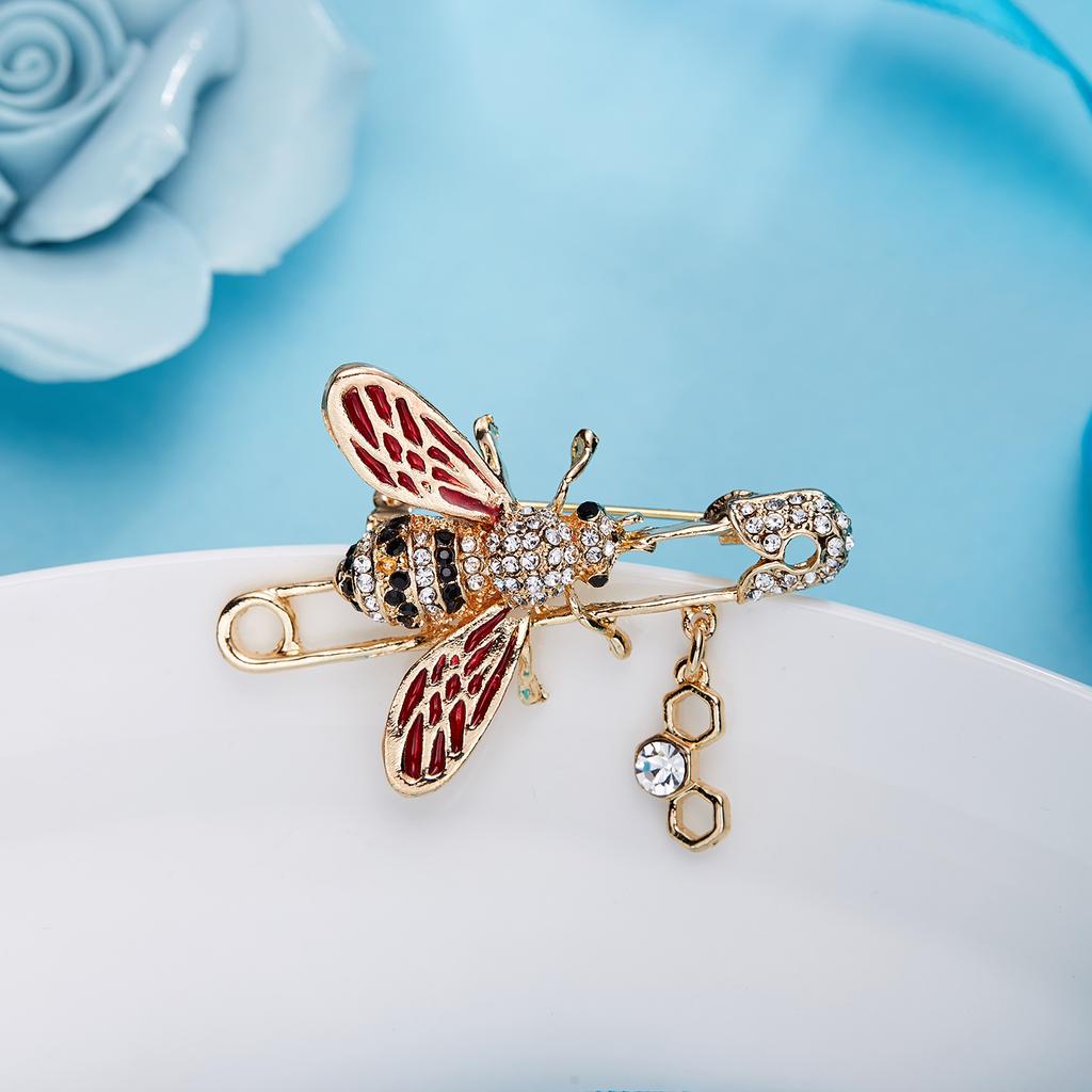 Vintage Fashion Bee Insect Brooch Colorful Enamel Crystal Rhinestone Animal Brooch For Women Men Statement Jewelry