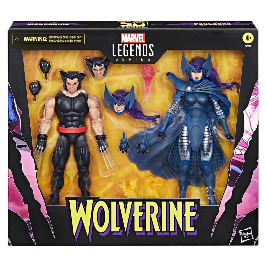 Hasbro Marvel Legends Series Wolverine and 50th Anniversary Comics Collectible Action Figure F9040 Authentic Psylocke, 6-inch (15cm) 2-Pack