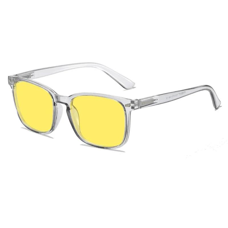 Outdoor UV400 Nigh Vision Glasses for Men Night Driving Riding Goggle Shades Square Blue Light Blocking Eyeglasses Sunglasses