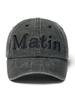 Cappellino da baseball con logo Mattengkim Matin, effetto lavato, colore nero