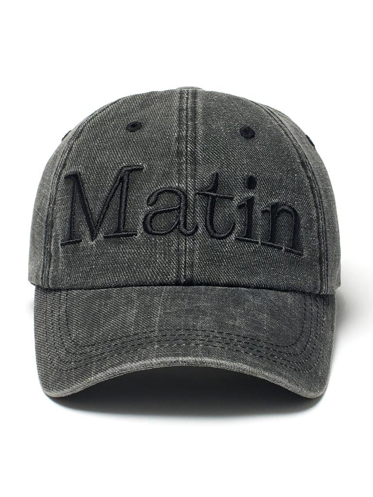Cappellino da baseball con logo Mattengkim Matin, effetto lavato, colore nero