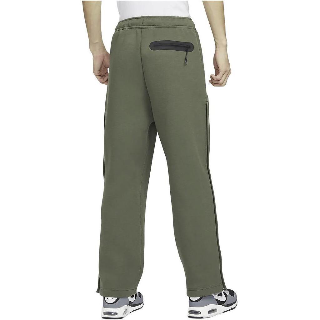 Nike Spodnie sportowe dzianinowe Tech Fleece w jednolitym kolorze, luźny krój, zapinane na zatrzaski, męskie, dół, średni oliwkowozielony FB8015-222