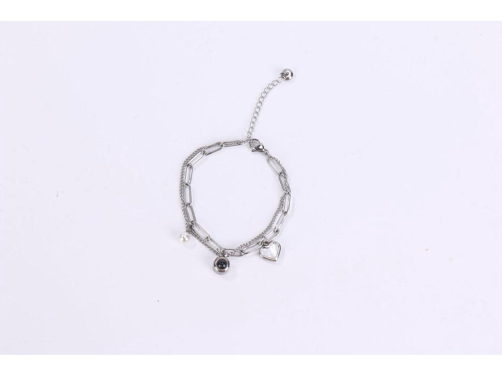 European-American Fashion Double-Layer Heart Bracelet for Women, Titanium Steel, Versatile & Colorfast