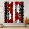 2 Pcs Red Flower Stripes Print Curtains,suitable for Bedroom,living Room Kitchen Decoration,home Decoration,window Decoration