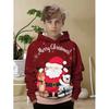 Sudadera con capucha navideña para niños Estampado de Papá Noel Sudadera de moda de dibujos animados para niño niña Ropa infantil para fiesta navideña