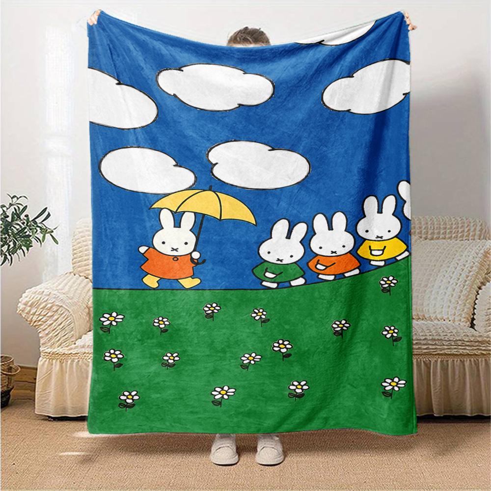 1pc Blanket - Miffy Print Design,Lightweight Blanket for Sofa,Bed- Soft &Warm,Gift for All Seasons