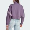 adidas Originals Adicolor Neuclassics Logo Embroidered Striped Zip High Neck Sports Jacket Women Jacket Dark-Gray Violet IP6507