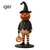 Saisonale Bauernhaus-Dekoration Kürbis-Hexe Figur, Gruselige Halloween-Statue mit Laterne, Harz Herbst Tisch Vintage Gotisch für Tischplatte Kaminsims Regal