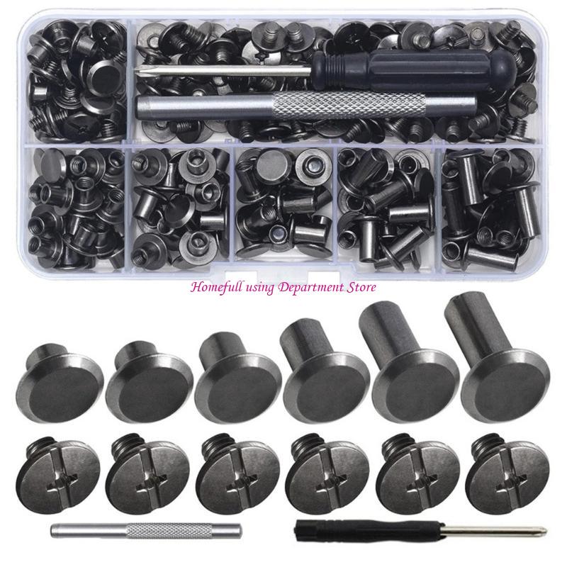  110Pieces Binding Screws Crossed Head Metal Screws Rivets Book Binding Rivets