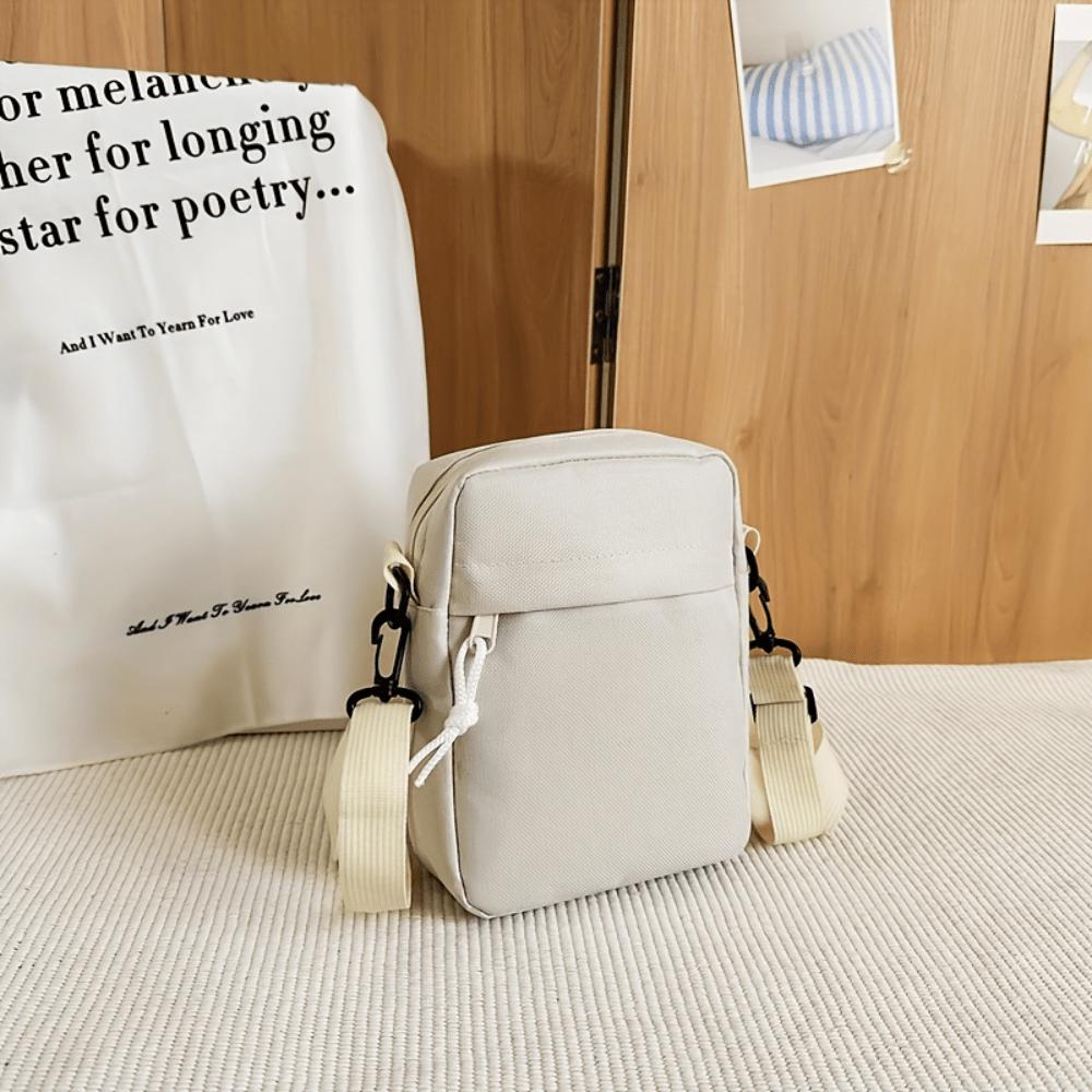Men's Mini Crossbody Bag with Detachable Strap - Zipper Closure Phone Wallet for Everyday Essentials, Khaki/White/Black