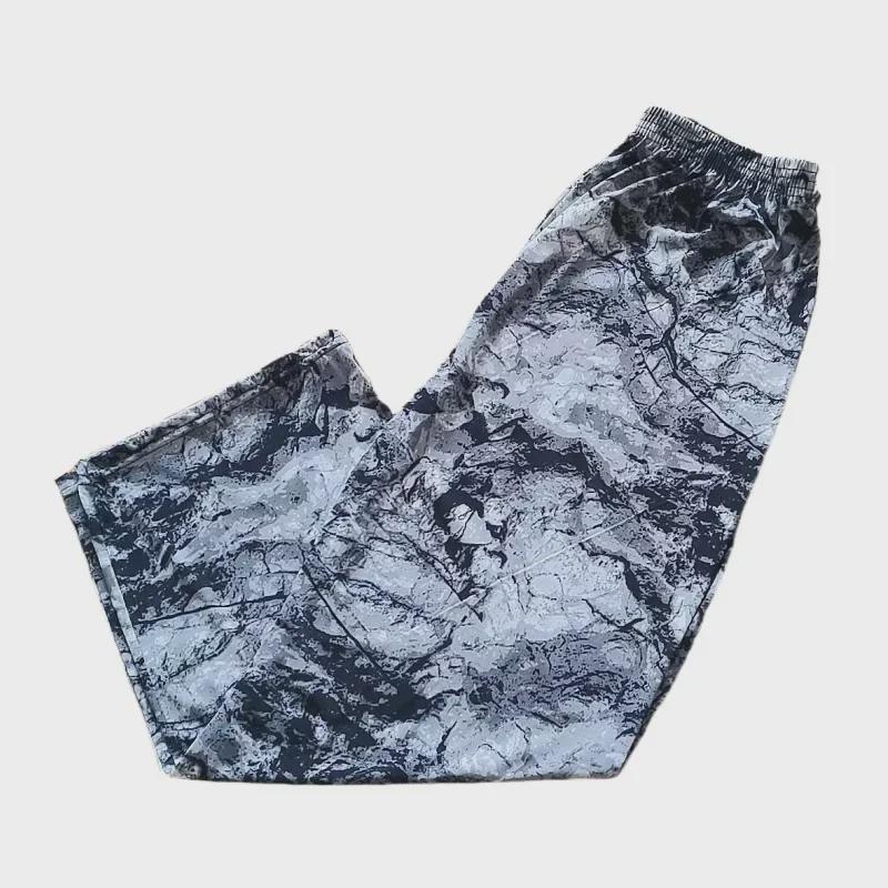 Chinese Summer Ice Silk High-Waist Floral Pants: Casual, Loose-Fit for Middle-Aged & Elderly Women