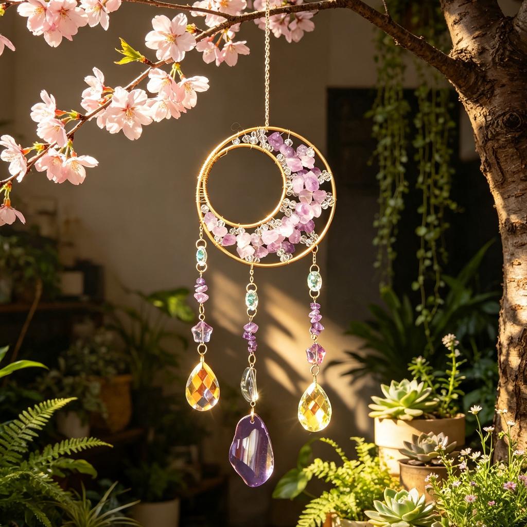 Kristall-Achat-Platte Autoanhänger Sonnenfänger Windspiel Hängendes Ornament für Heimdekoration für Hochzeit oder Valentinstag