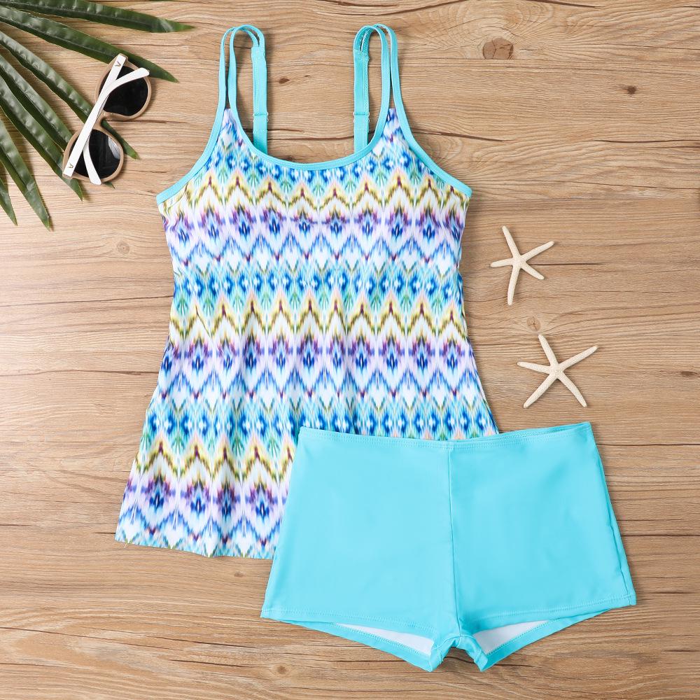 Modny Damski Tankini Plus Size z Spódniczką z Nadrukiem 2025 - Styl Europejski i Amerykański