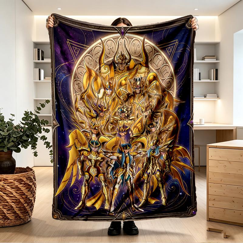 Saint Seiya Print Blanket - Soft & Comfortable, for Bedroom, Travel, Sofa, Home Decoration - Birthday Christmas Gift for Friend
