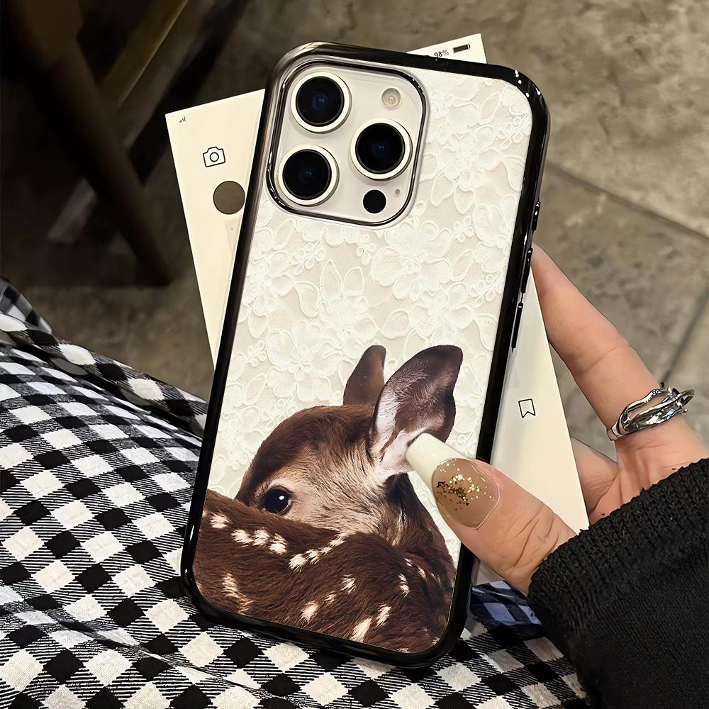 Lace Deer Phone Case For IPhone 17 Air 16 15 13 12 11 14 Pro Max 16 15 14 Plus 17 16 15 14 Plus Case Cover Funda Bumber Coque