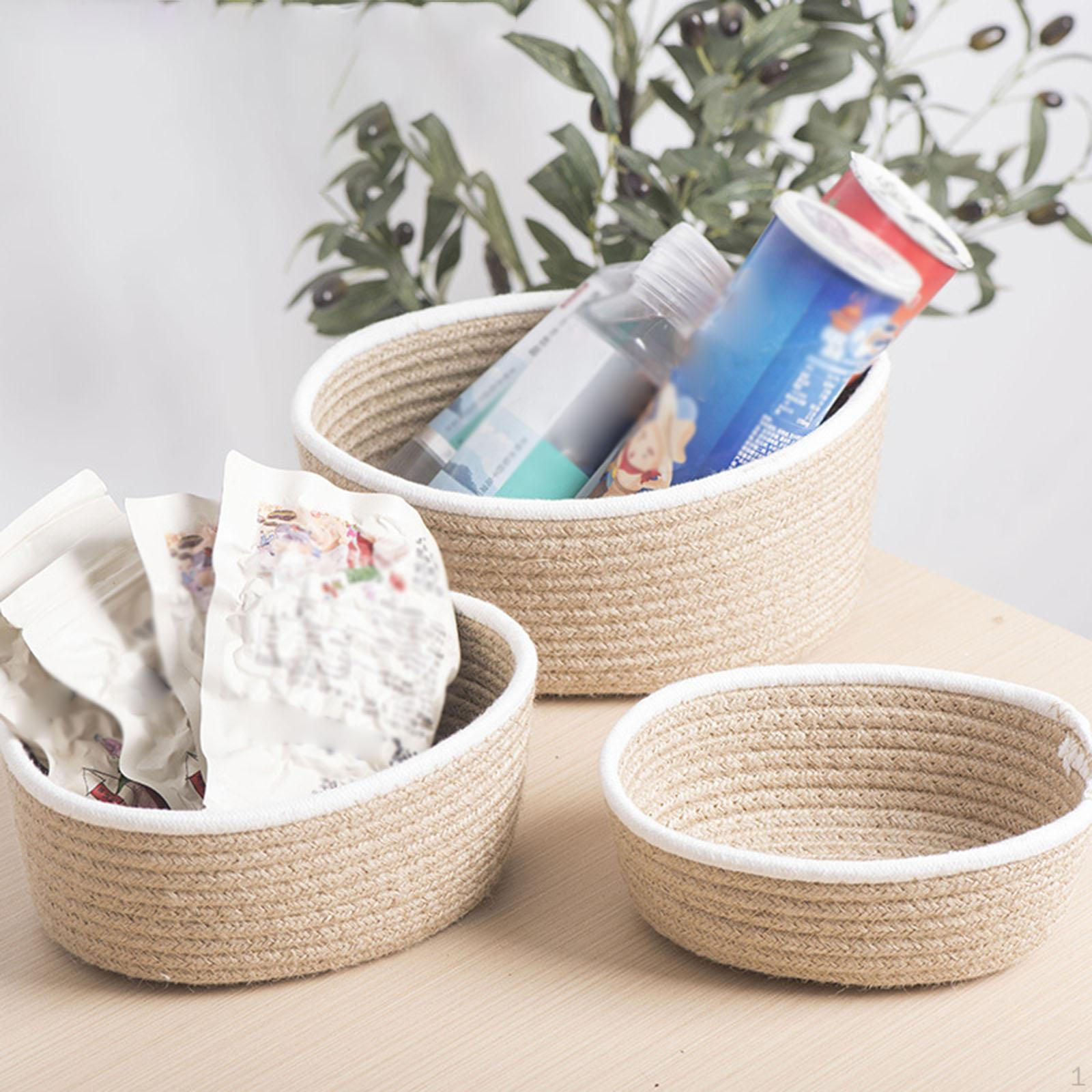 

3 Pieces Storage Baskets Cat Toy Box Cosmetics Organizer Decoration Desk Woven Sundries Style B