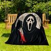 1PC Ghostface Scream Outdoor Flannel Throw Blanket - HD Printed Lightweight Soft Warm All-Season Blanket for Sofa, Bed, Travel, Camping 036