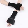 Diamond Shaped Short Gloves for Women Knitted Warm Half-finger Arm Sleeves