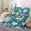 1pc Deer Floral Lightweight Flannel Blanket, Comfortable and Warm Blanket, for Office and Camping Sofa Bed, Livingroom108
