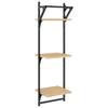 Wall Shelves with 3 Shelves and Bars 2 pcs Sonoma Oak