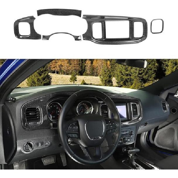 Carbon Fiber Dash Panel Cover Trim Kit for Dodge Charger 2015+ Inner Accessories