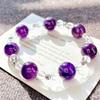 Retro High Quality Natural Large Particle 12Mm Amethyst White Crystal Bracelet Bracelet.