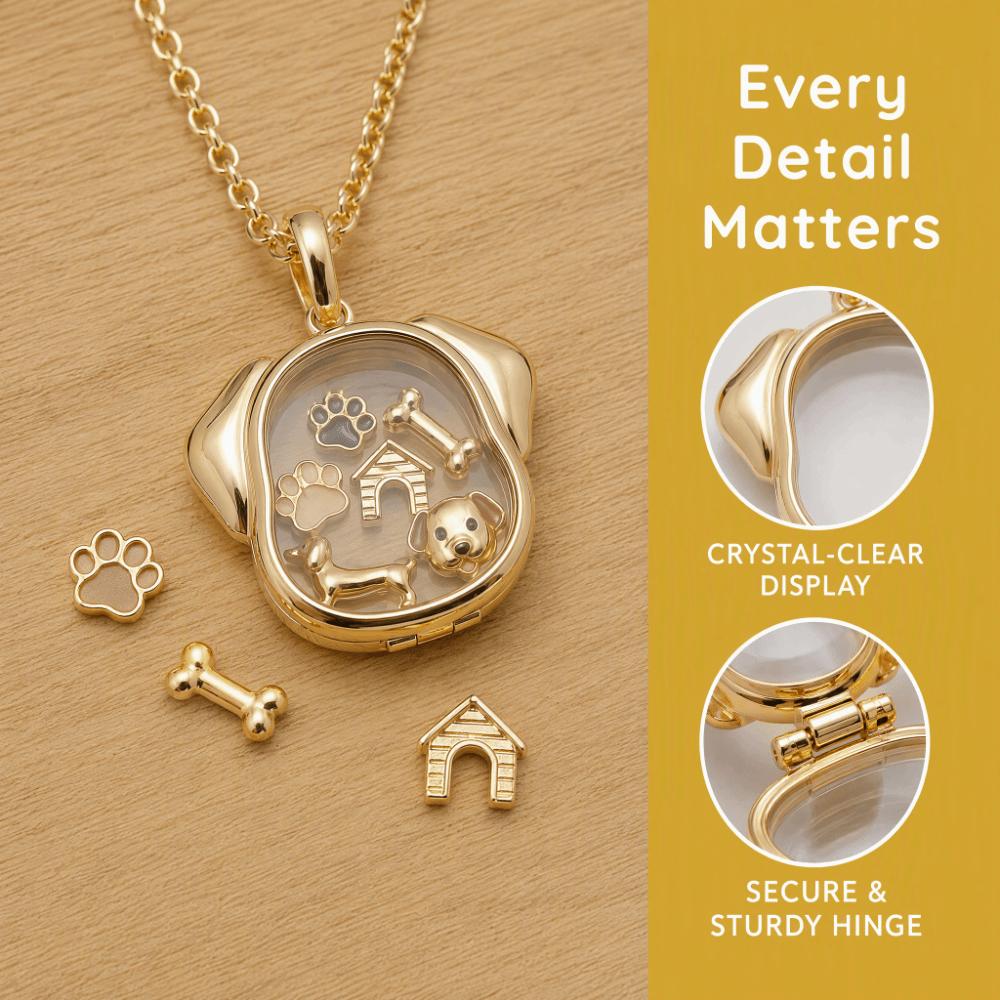 Adjustable Pendant Pet Dog Necklace Gold Plated Photo Locket Necklace  Women Girls