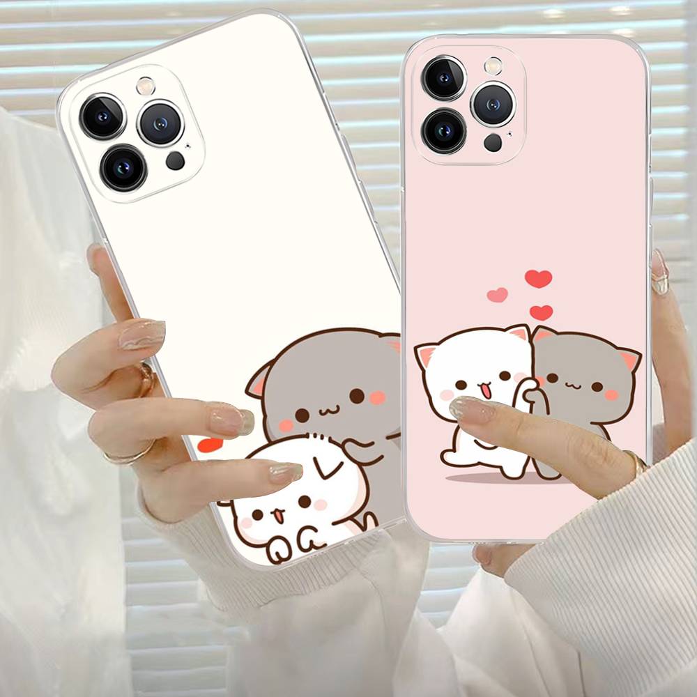 Cartoon Cute Cats TPU Silicone Case for IPhone 11 12 13 14 15 16 17 Pro Max Shockproof Clear Back Cover