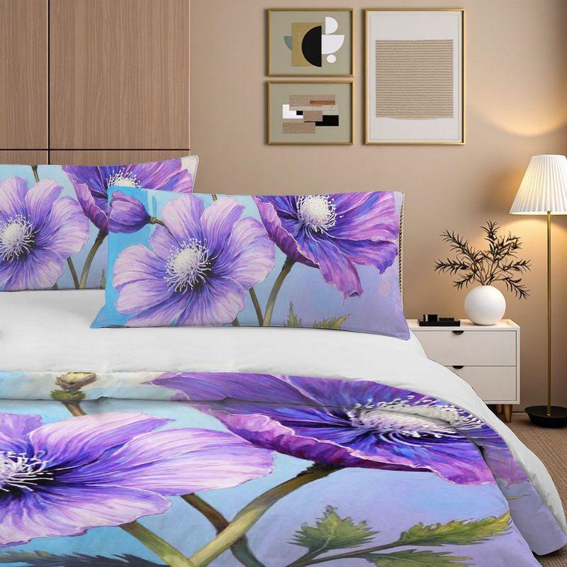 3Pcs Bedding Pillowcase Quilt Cover Set Watercolor Style Flower 2D Digital Printing Suitable For Bedroom Hotel Dormitory Decor