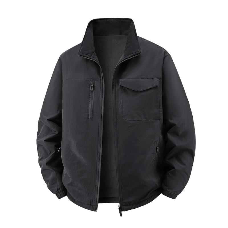 Men's Fleece Jacket, Thickened Warm Casual Top, Men's Reversible Jacket, Cotton Coat