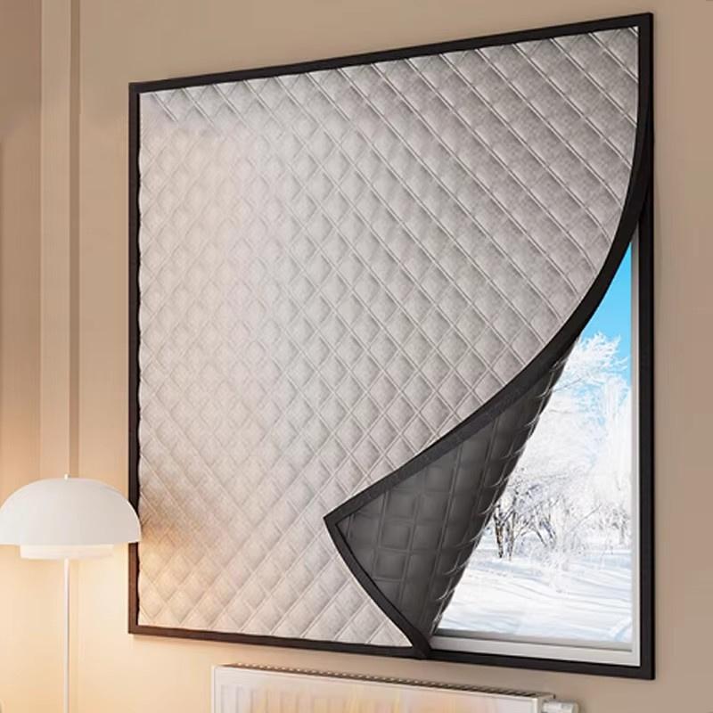 Insulated and Windproof Sealed Windows, Warm Winter Curtains, Shading, Sound Insulation, Screen Windows Cold Proof Curtain Warm Thermal Curtain