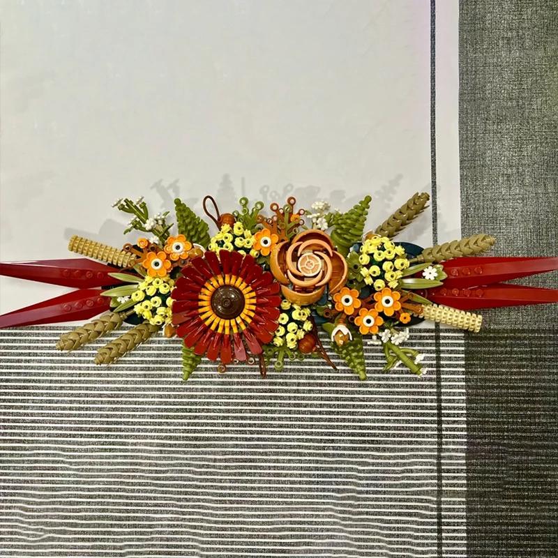 812 piezas de ramo de flores silvestres en maceta con flores románticas inmortales, modelo de bloques de construcción, juguete para ensamblar, regalos de vacaciones para niños y adultos