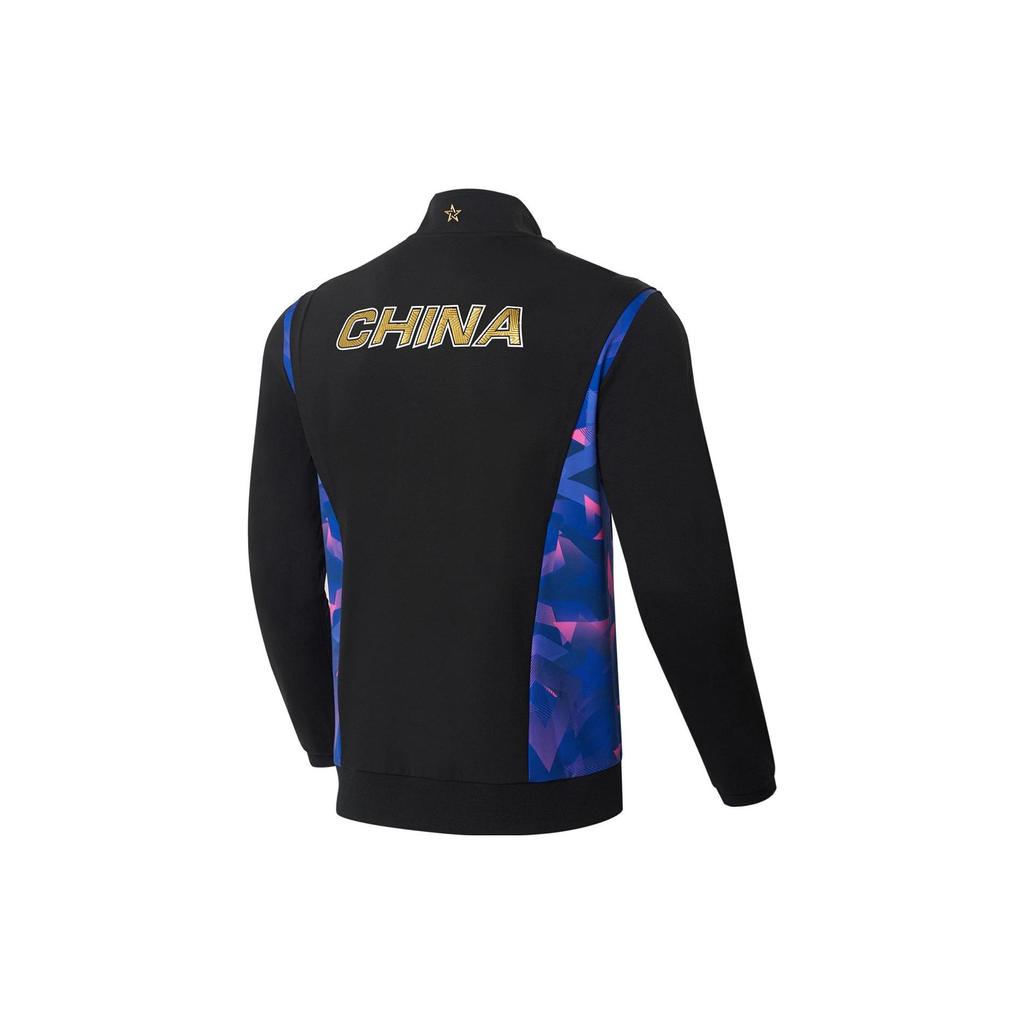 Li Ning Color Block Letter Print Stand Collar World Table Tennis Championship Award Jacket Men Jackets Black AYYS021-1