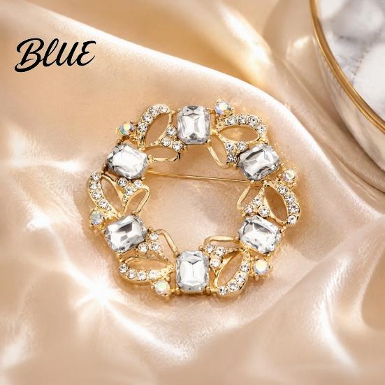 Formal Outfit Embellishment Women Rhinestone Hollow Wreath Brooch Dainty Decorative Badge Brooch Pin Sweater Cardigan Coat Dress Jewelry Accessories