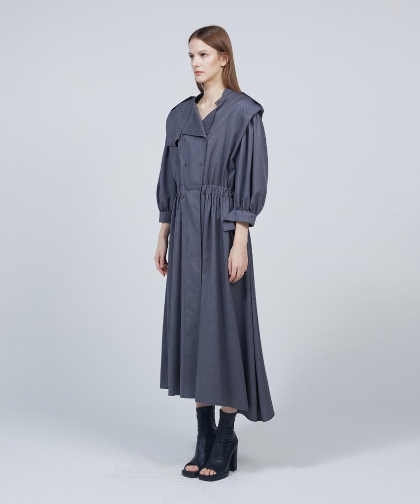 Meuameu Puff Sleeve Trench Coat Dress