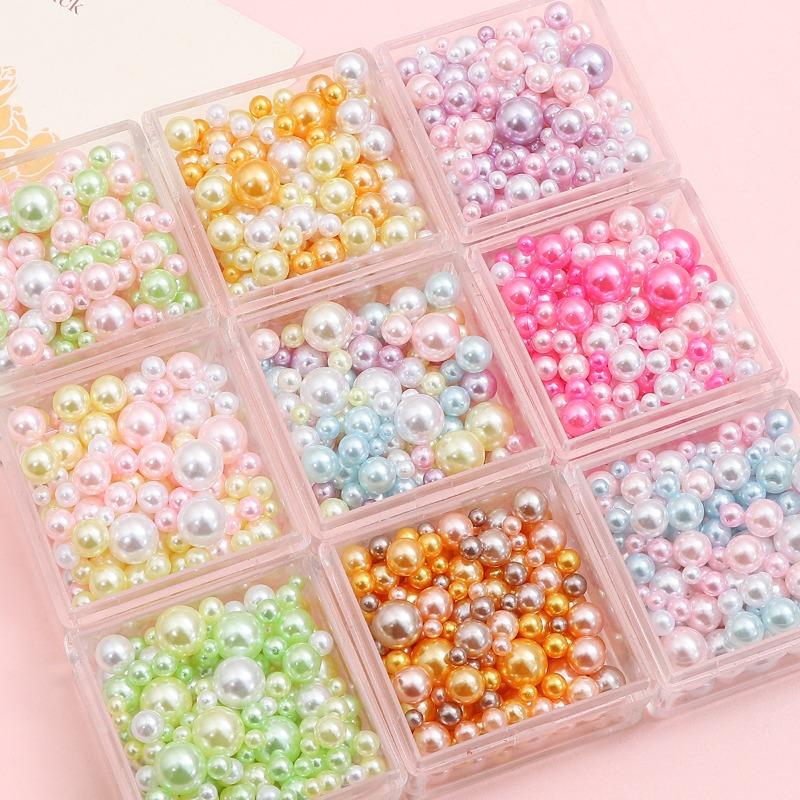 10g Mix Casuale 3-10mm Senza Foro Perla Imitazione ABS per Riempimento Vasi Pennelli Trucco Per Creazione Gioielli Fai da Te Decorazione