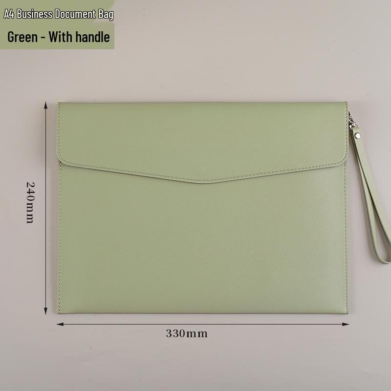 A4 Waterproof PU Leather Briefcase with Snap Closure for Office Documents, Custom Logo Available