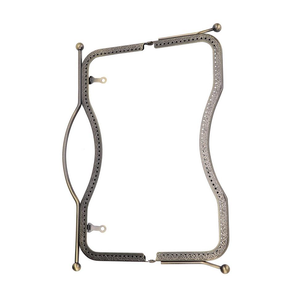 2 Stück Bronze Quadratisches Eisen Handtaschengriff 30 x 12 cm Eisen Geldbörsenrahmen Zubehör Kussverschluss Rahmen Geldbörsen Ersatzteile