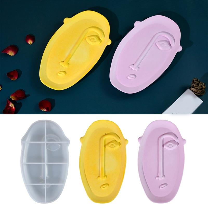 Flexible Silicone Resin Mold for Dish Epoxy Abstract Face Shaped Tray Making Mould Creative Storage Plate Mould