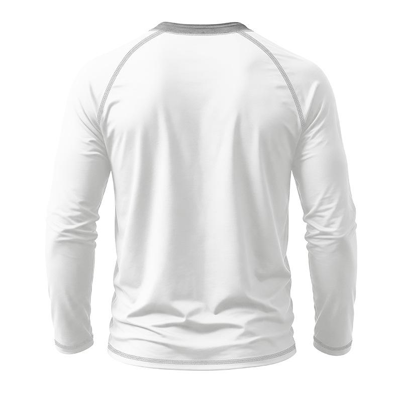 Men's Henley Long Sleeve T Shirt Raglan Color Contrast Stitching Button Placket Solid Casual Pullover Tops Spring Autumn Daily Tees