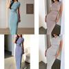 Elegant Summer Dress For Women With Spliced Design And High Waist For Casual Wear