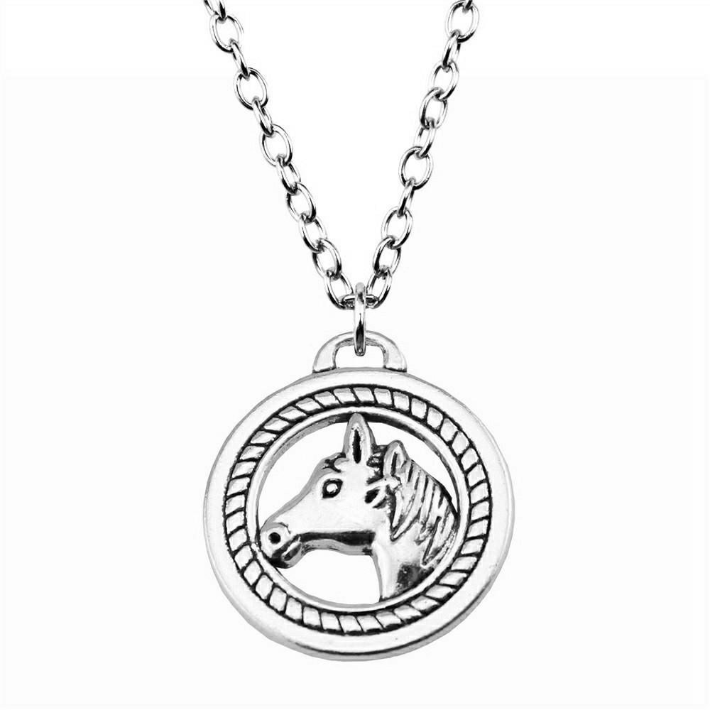 Horse Head Pendant Necklace Equestrian Cowboy Western Style Jewelry 45cm or 70cm long chain